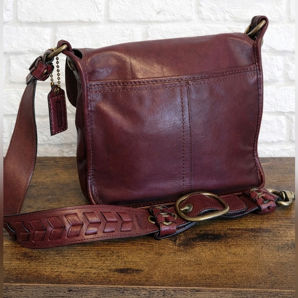 Bleecker Legacy Tattersall Flap Shoulder Bag 11419 Burgundy Oxblood - Picture 2 of 8
